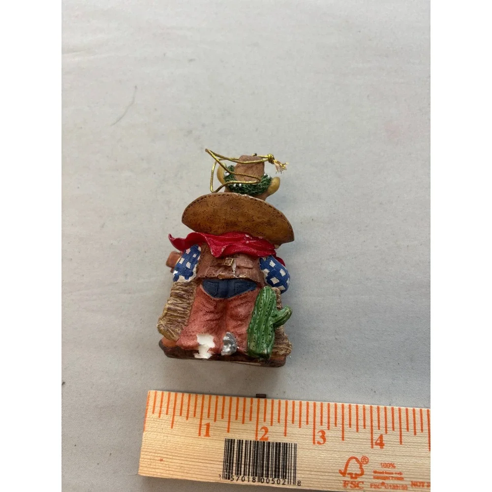 Western Cowboy Santa Claus Christmas Ornament Guitar Cactus Resin Figurine
